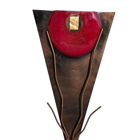 Mark Hines Glass Art – Abstract Slumped Glass Marble Vase With Coppered Stand - Picture 3 of 6